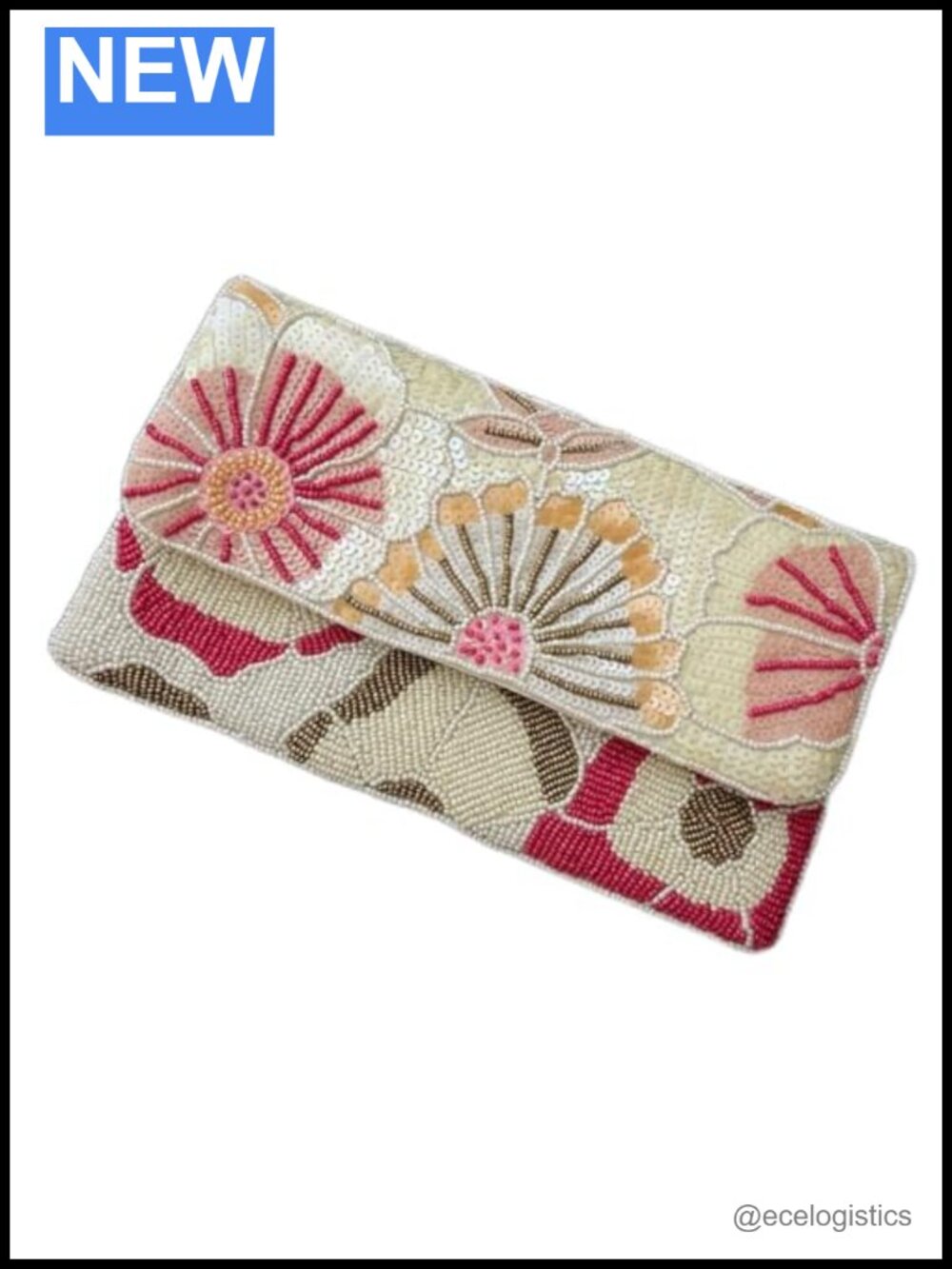 Handcrafted Beaded Clutch Bag for Women Evening Purse with Floral Design